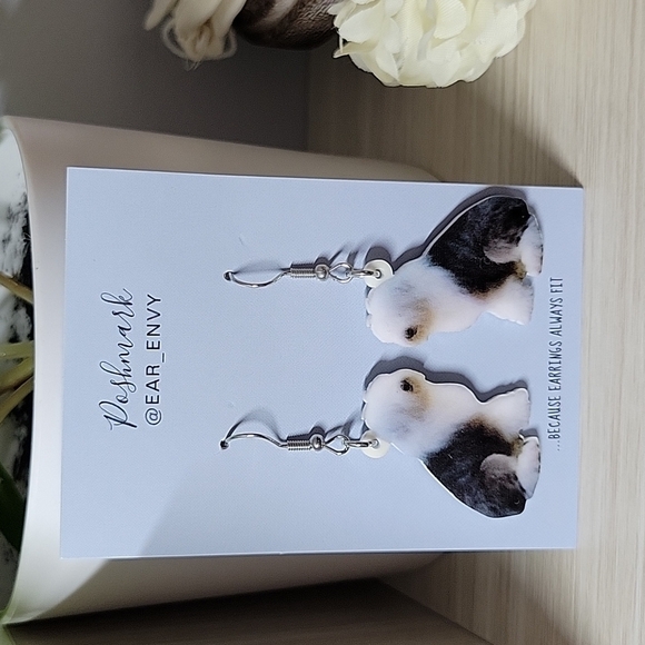 Old English Sheepdog Drop Earrings - Picture 6 of 8